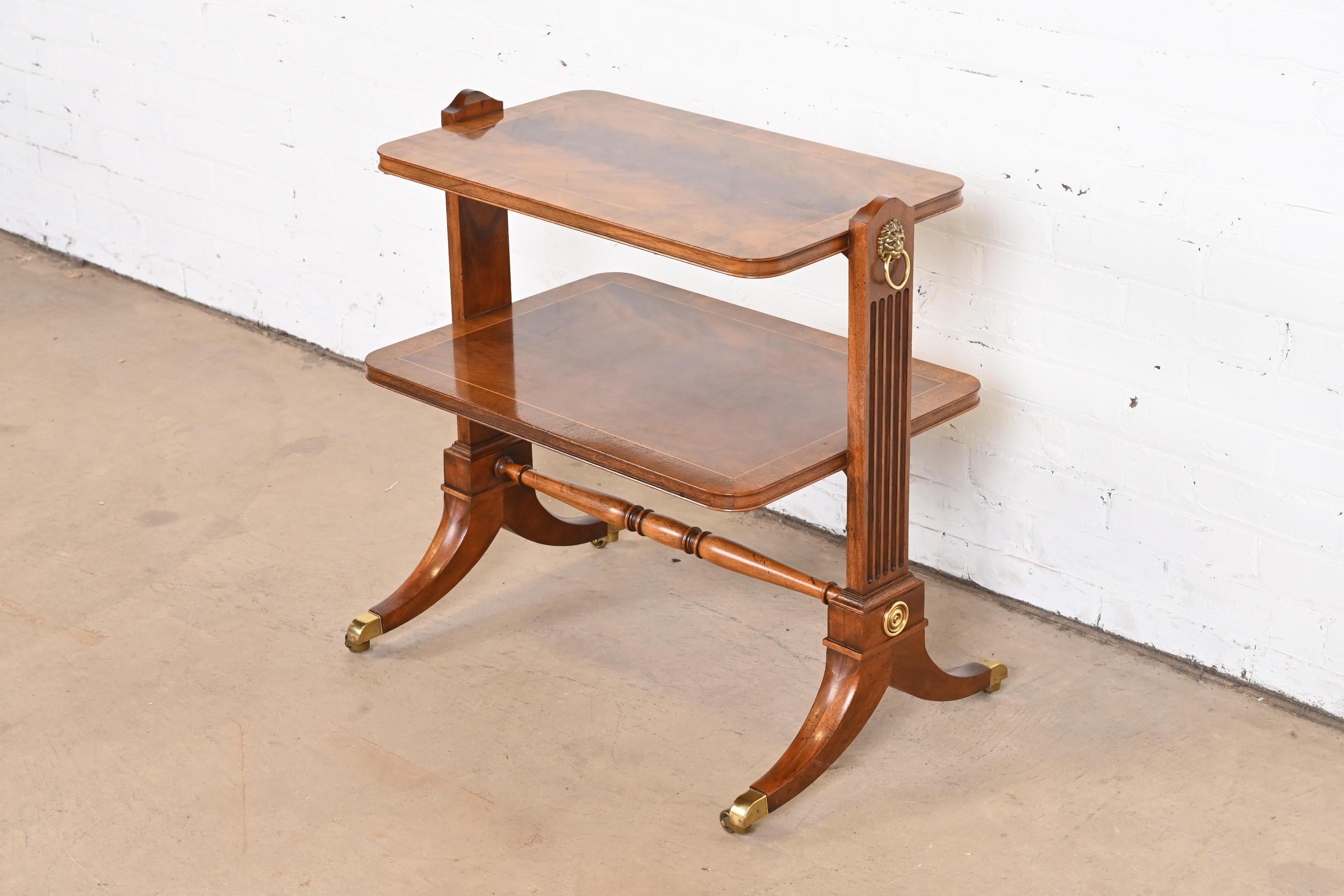 American Baker Furniture Georgian Banded Mahogany Two-Tier Side Table