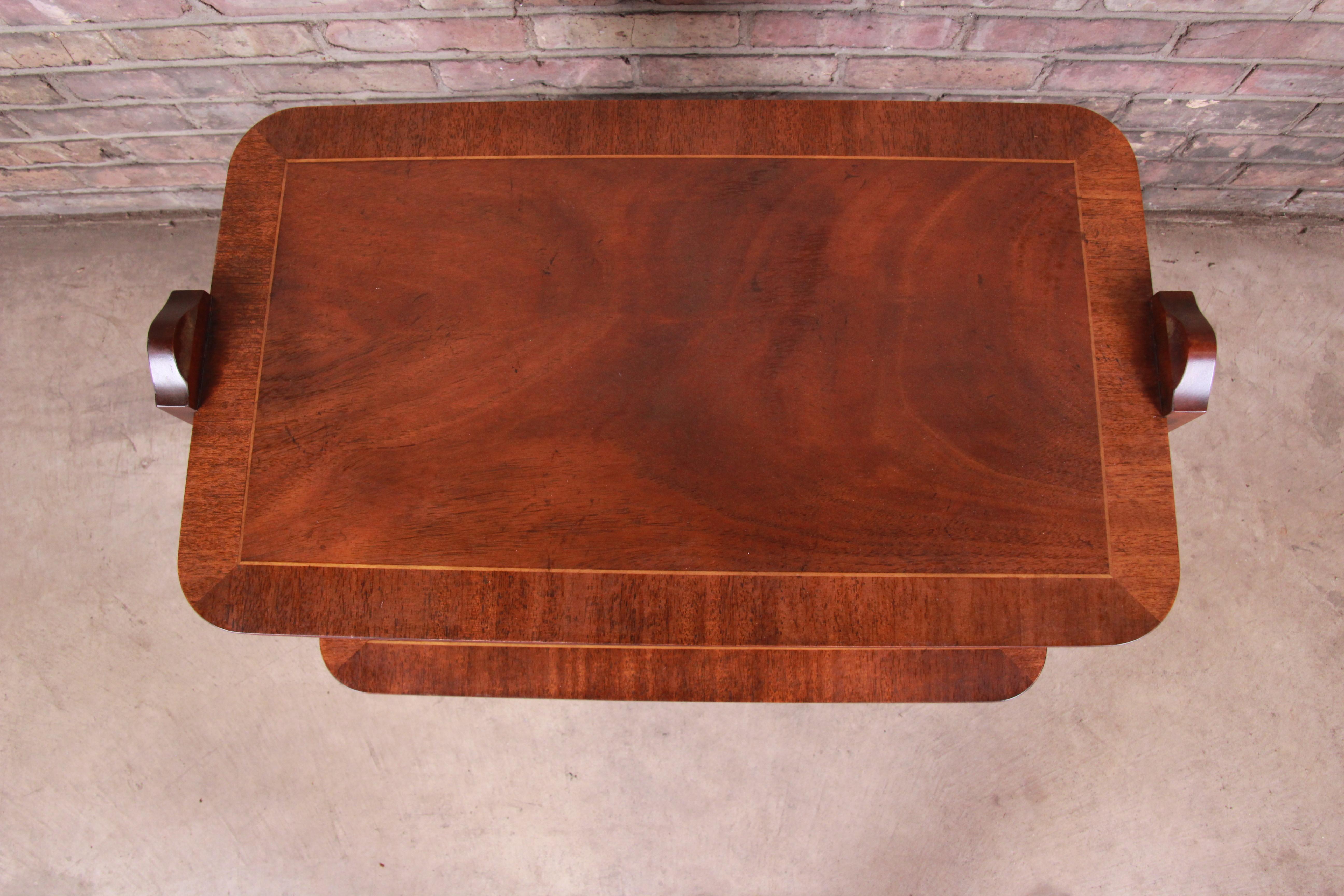 20th Century Baker Furniture Georgian Banded Mahogany Two-Tier Side Table