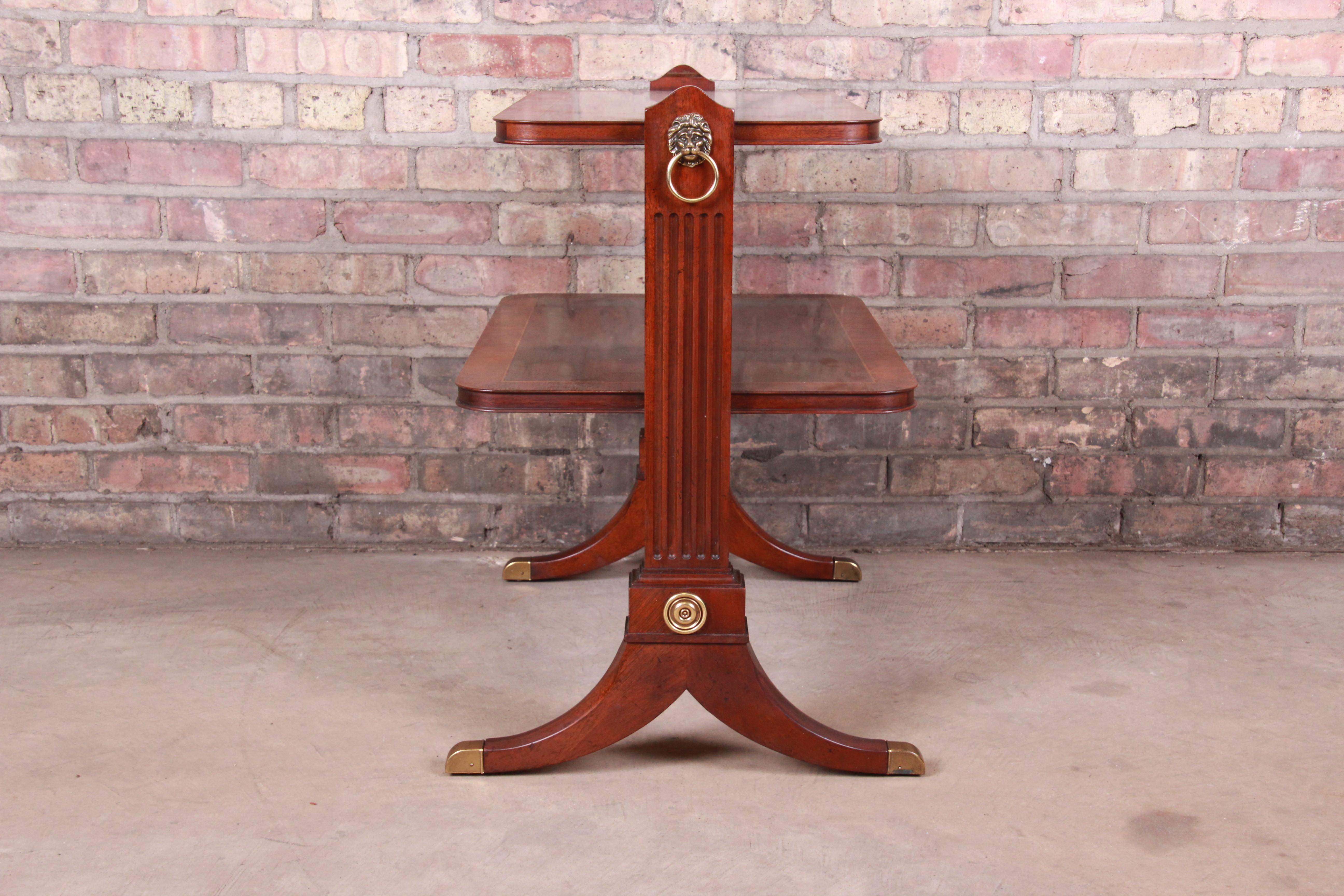 Brass Baker Furniture Georgian Banded Mahogany Two-Tier Side Table