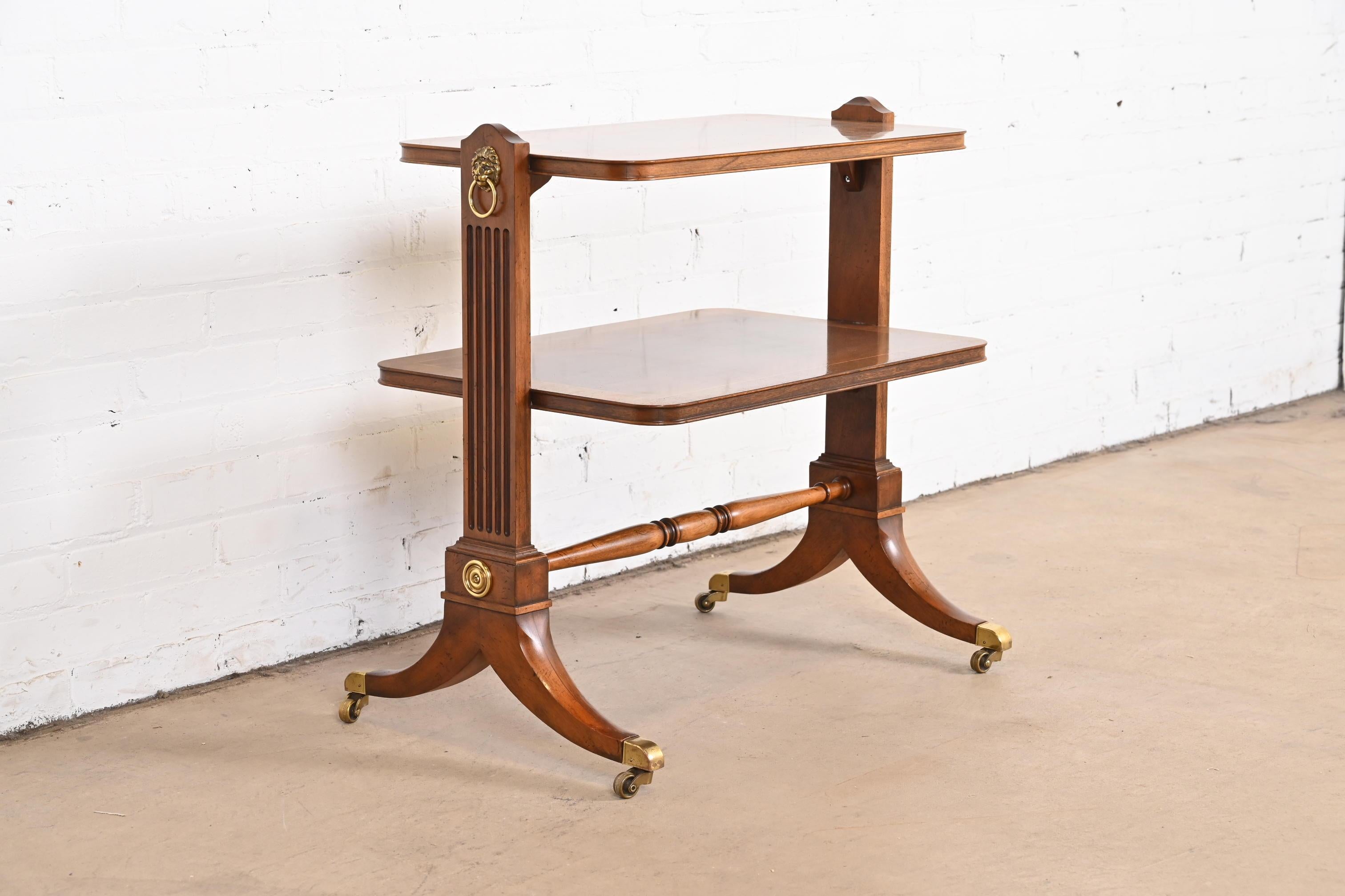 Brass Baker Furniture Georgian Banded Mahogany Two-Tier Side Table