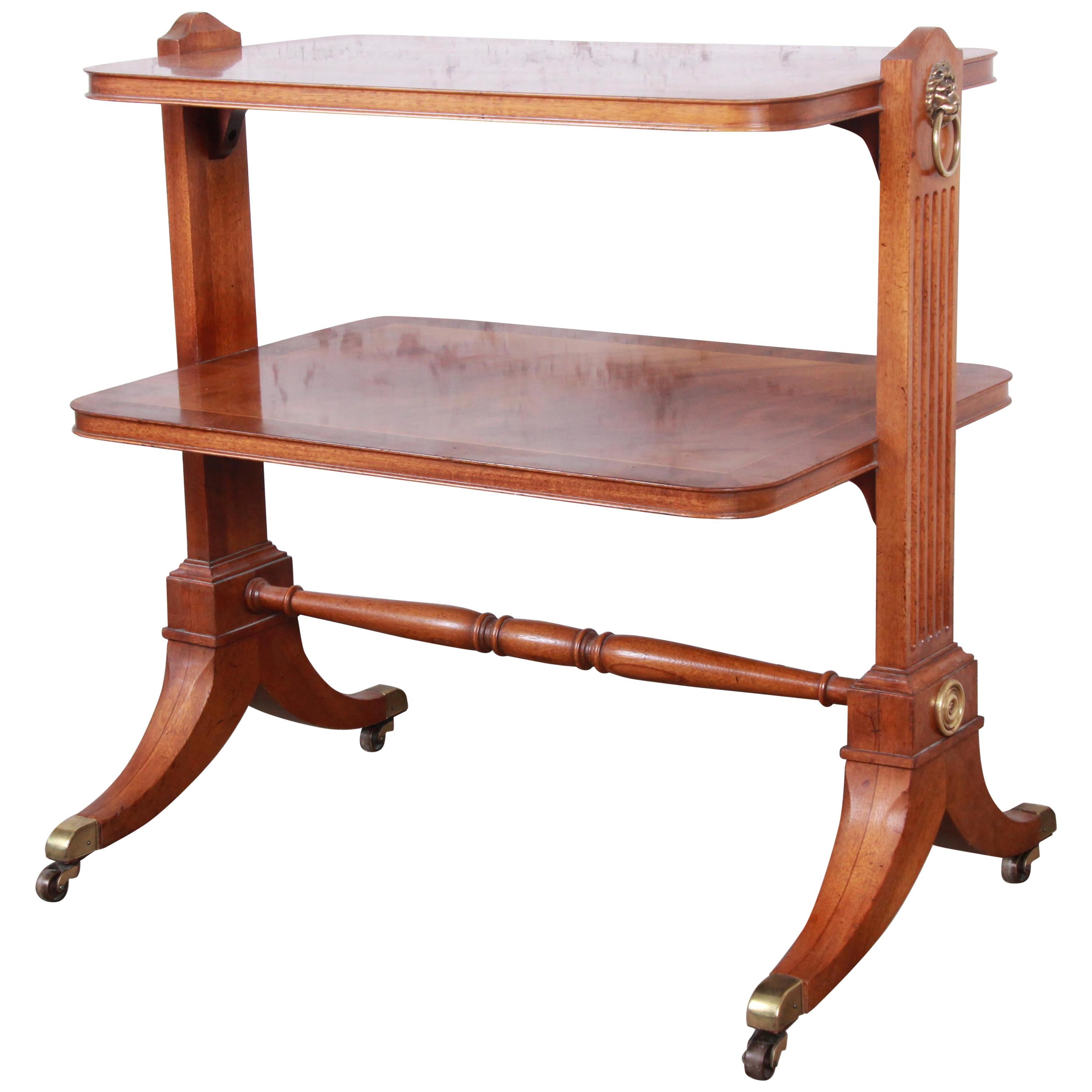 Baker Furniture Georgian Banded Mahogany Two-Tier Side Table For Sale