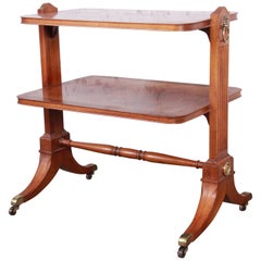 Retro Baker Furniture Georgian Banded Mahogany Two-Tier Side Table