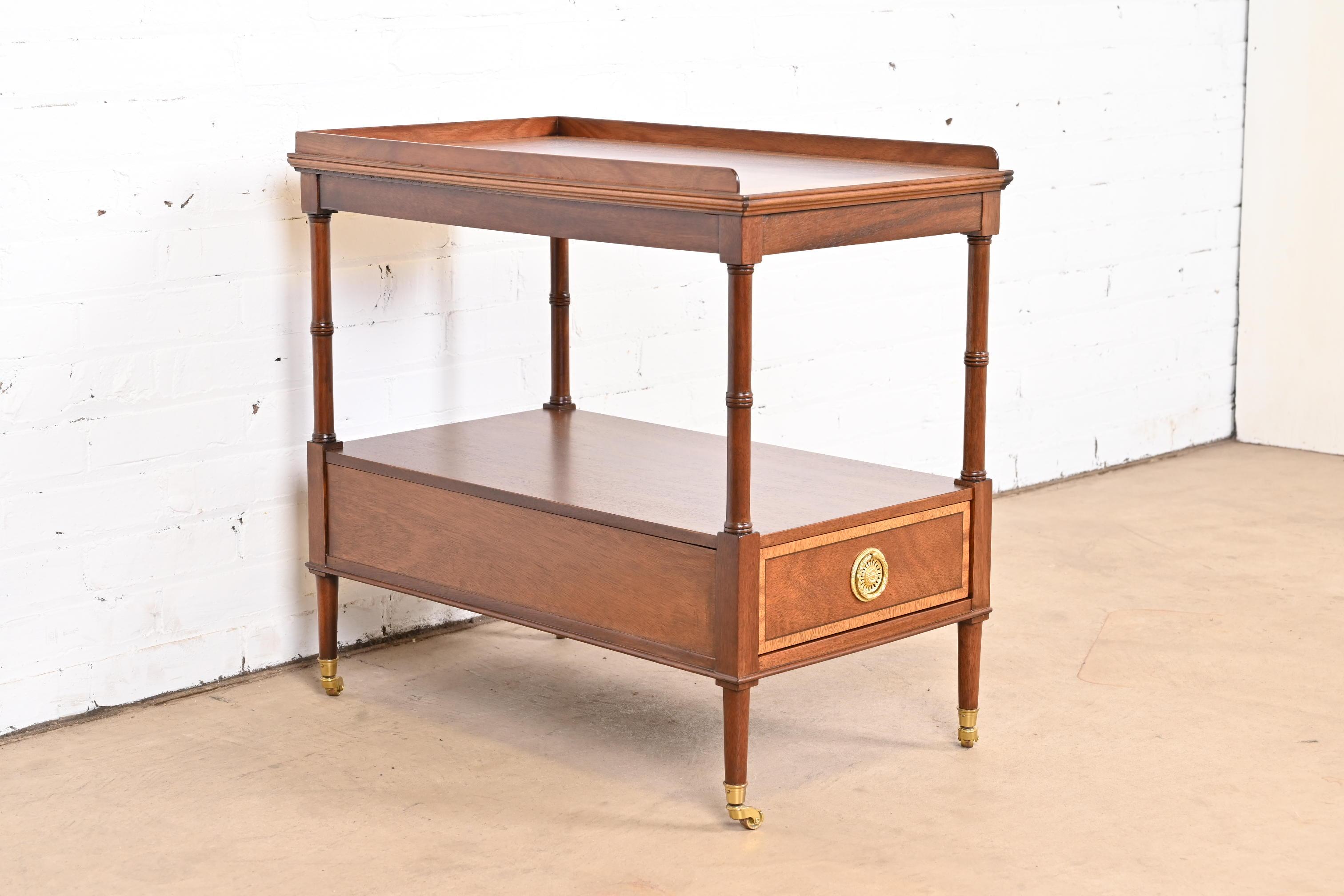 Baker Furniture Georgian Banded Mahogany Two-Tier Tea Table, Newly Refinished 1