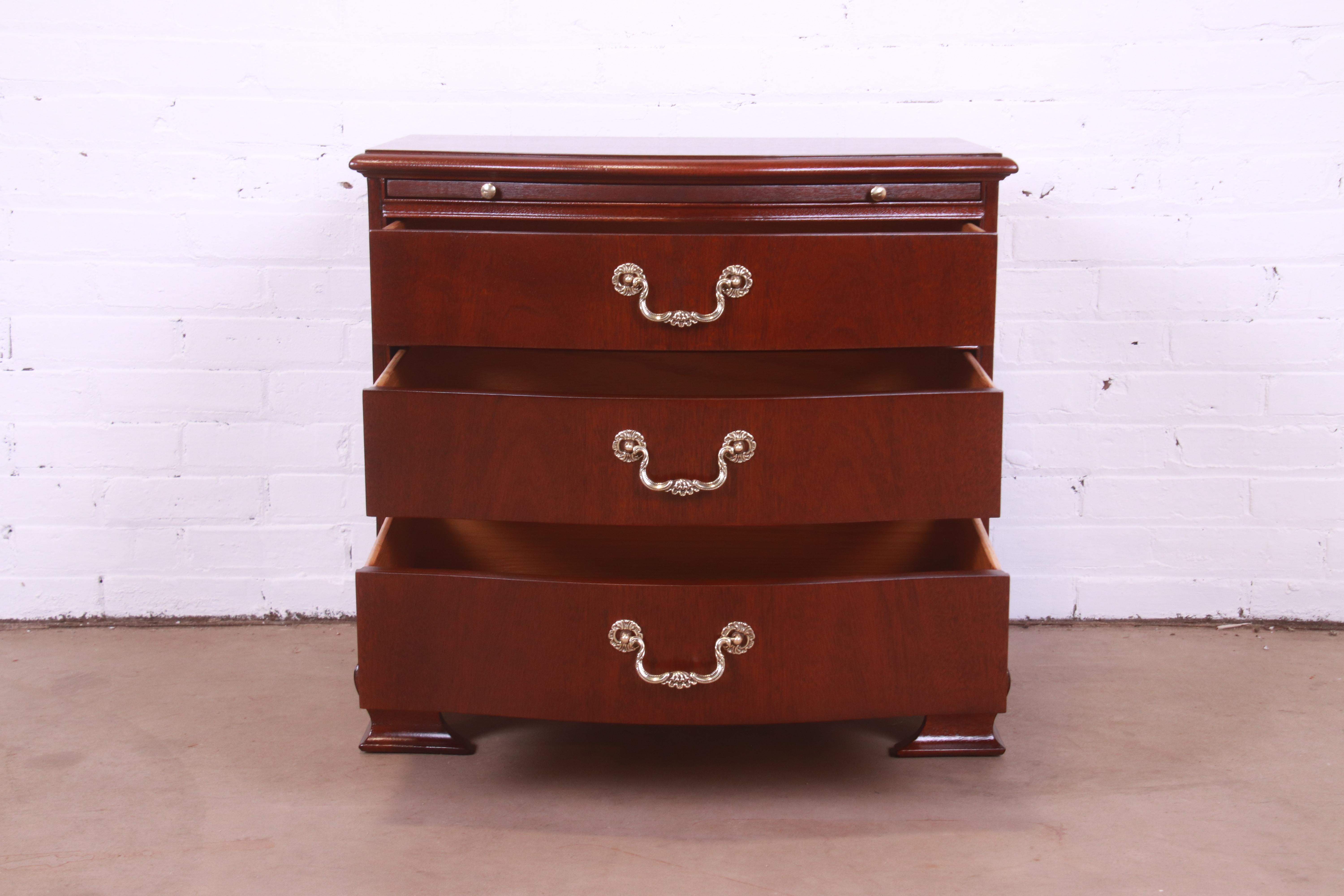 Baker Furniture Georgian Bow Front Bedside Chest, Newly Refinished 7