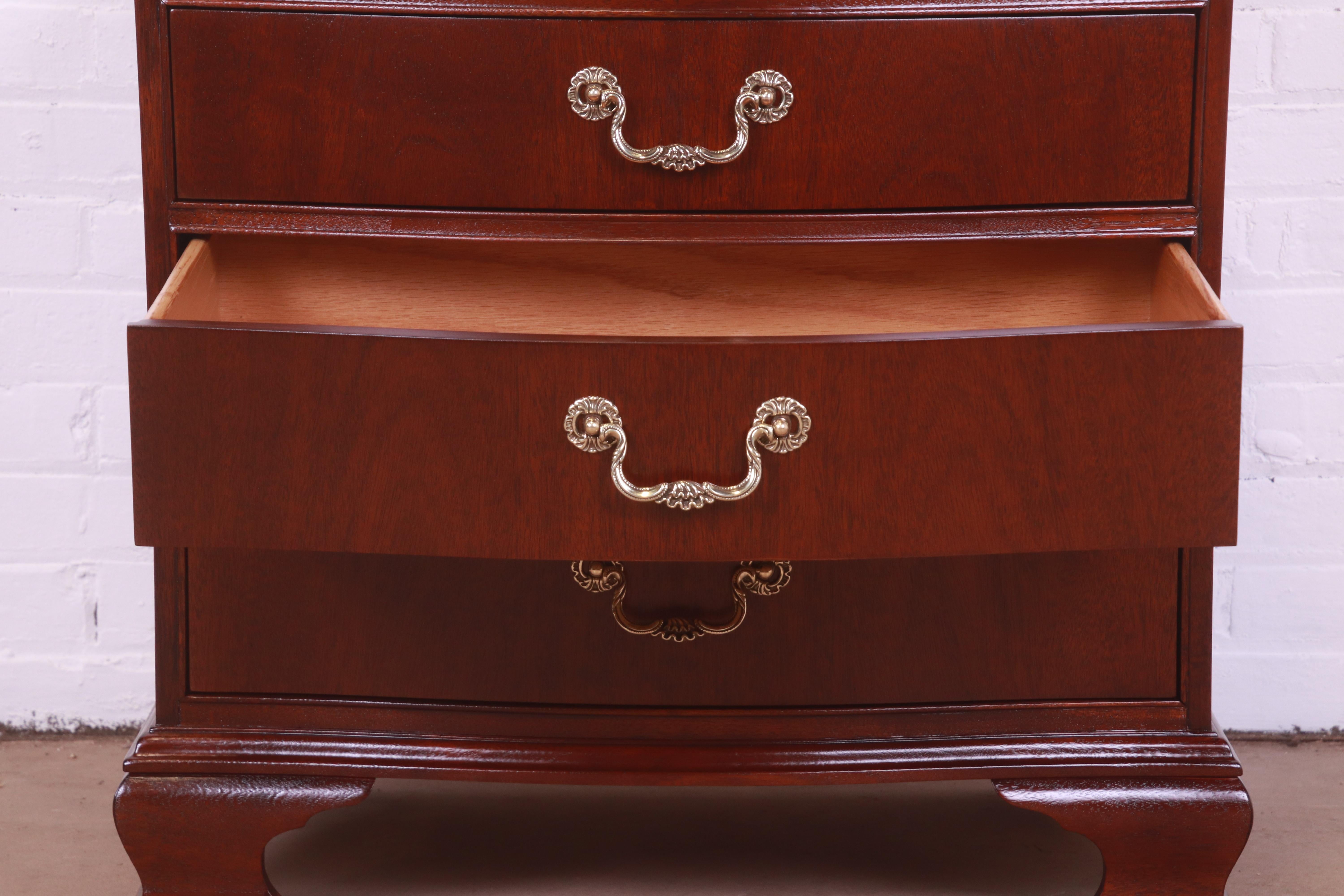 Baker Furniture Georgian Bow Front Bedside Chest, Newly Refinished 10