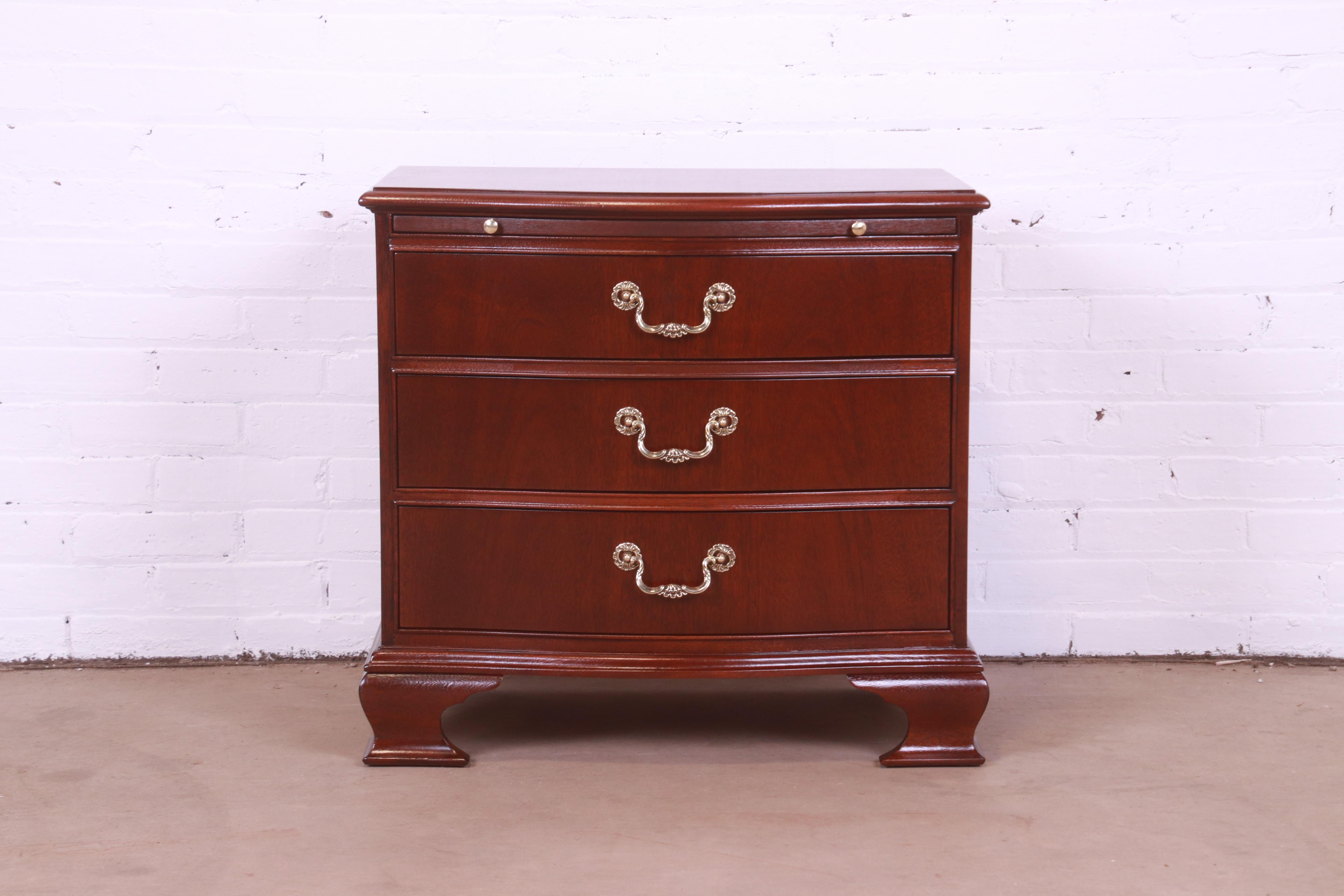 American Baker Furniture Georgian Bow Front Bedside Chest, Newly Refinished