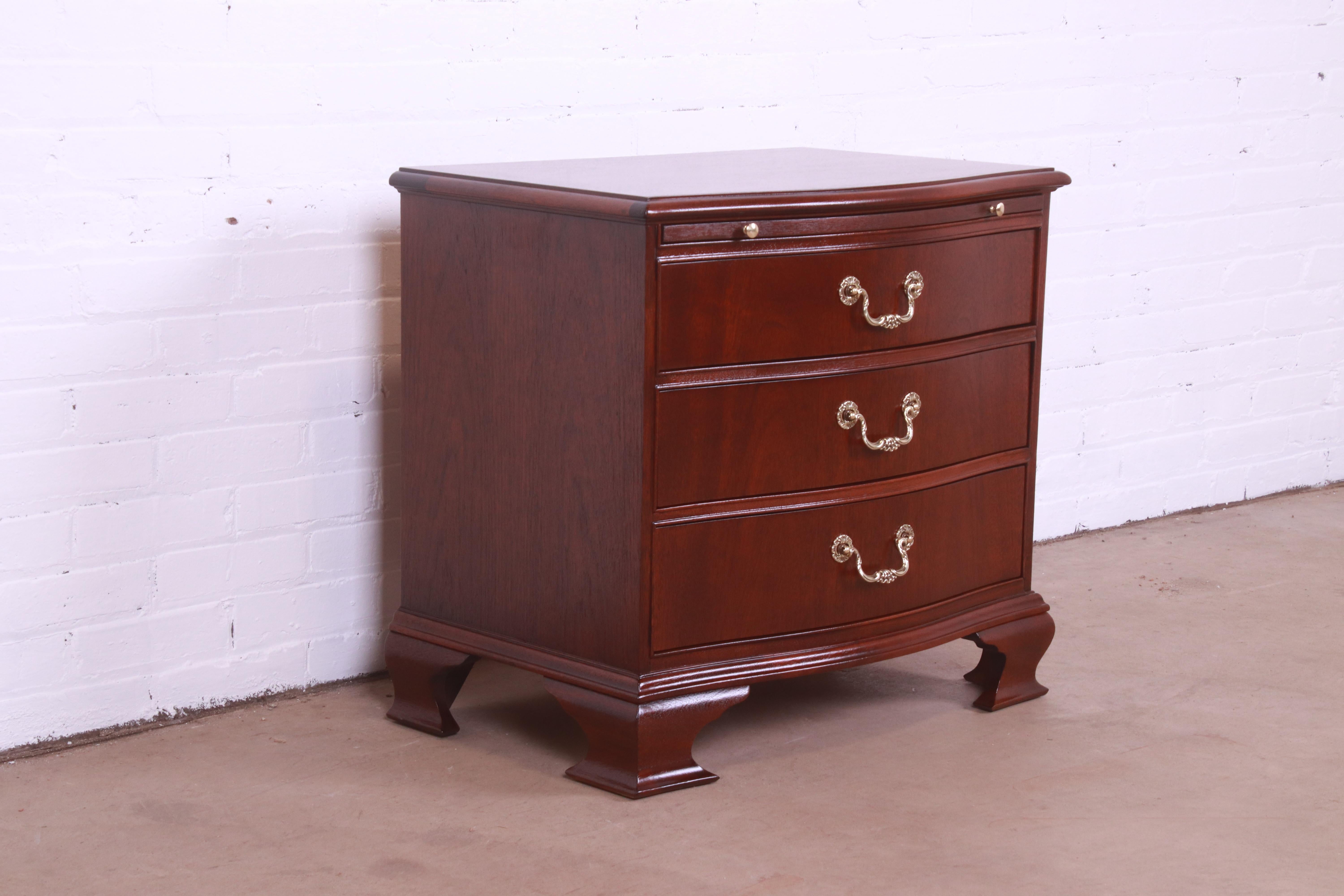 Baker Furniture Georgian Bow Front Bedside Chest, Newly Refinished 1