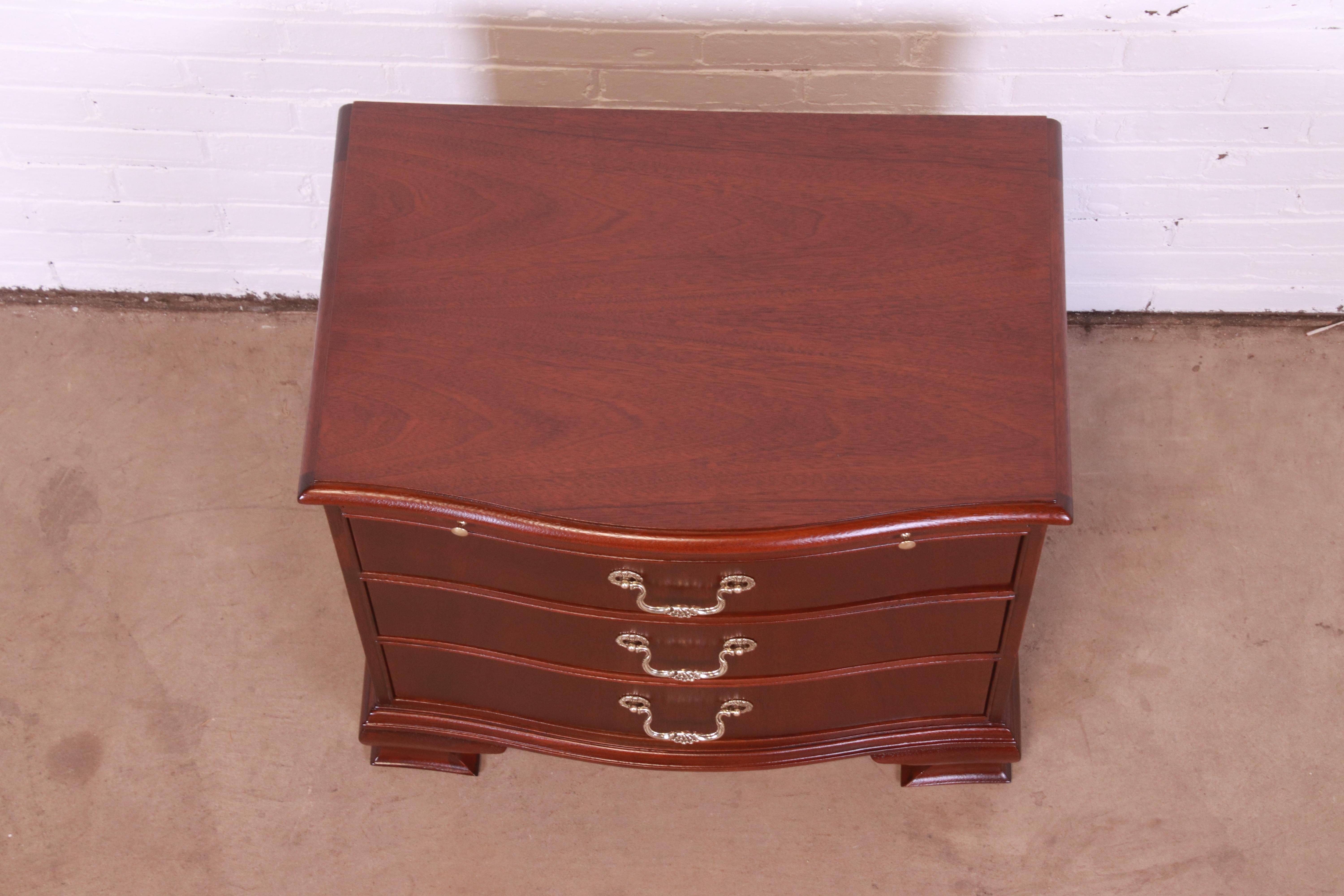 Baker Furniture Georgian Bow Front Bedside Chest, Newly Refinished 2