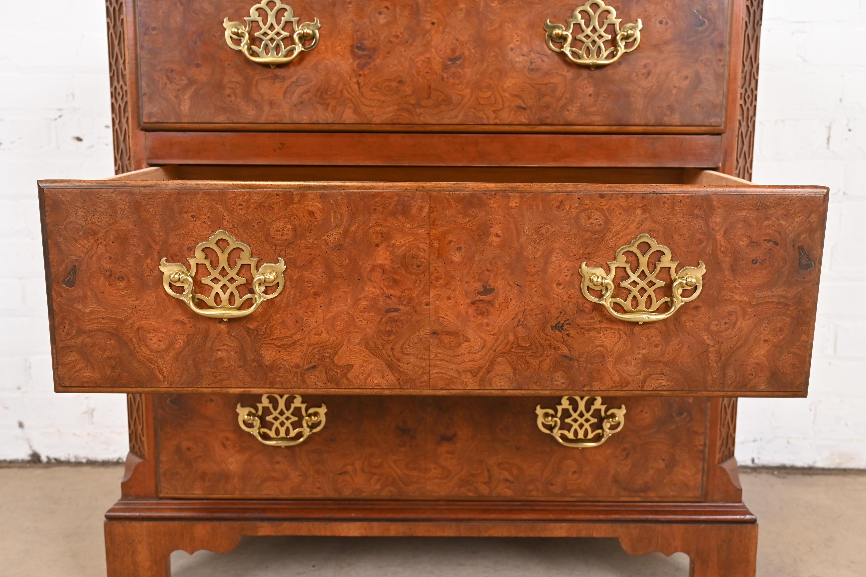 Baker Furniture Georgian Burled Walnut Bachelor Chest 3