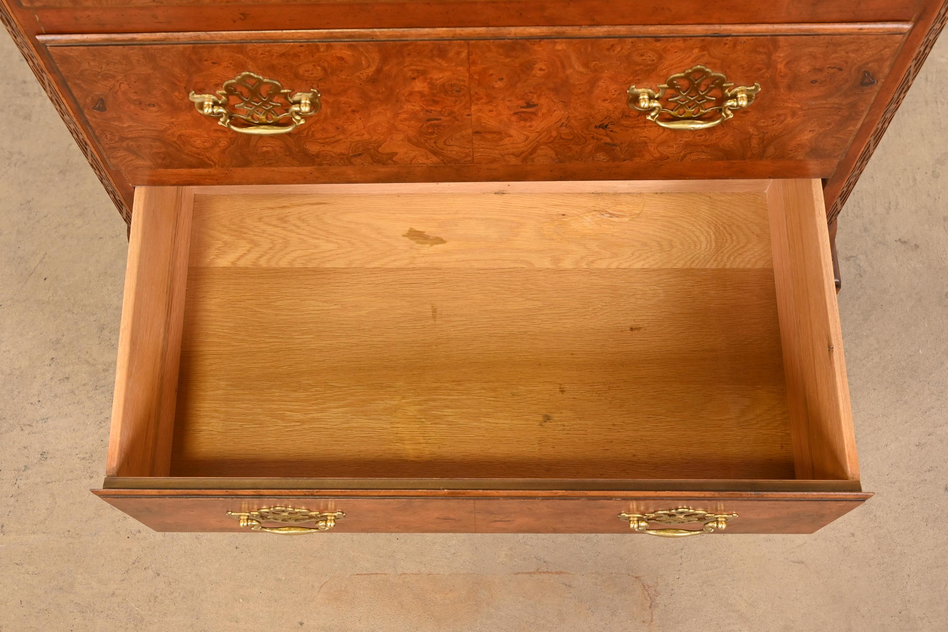 Baker Furniture Georgian Burled Walnut Bachelor Chest 4