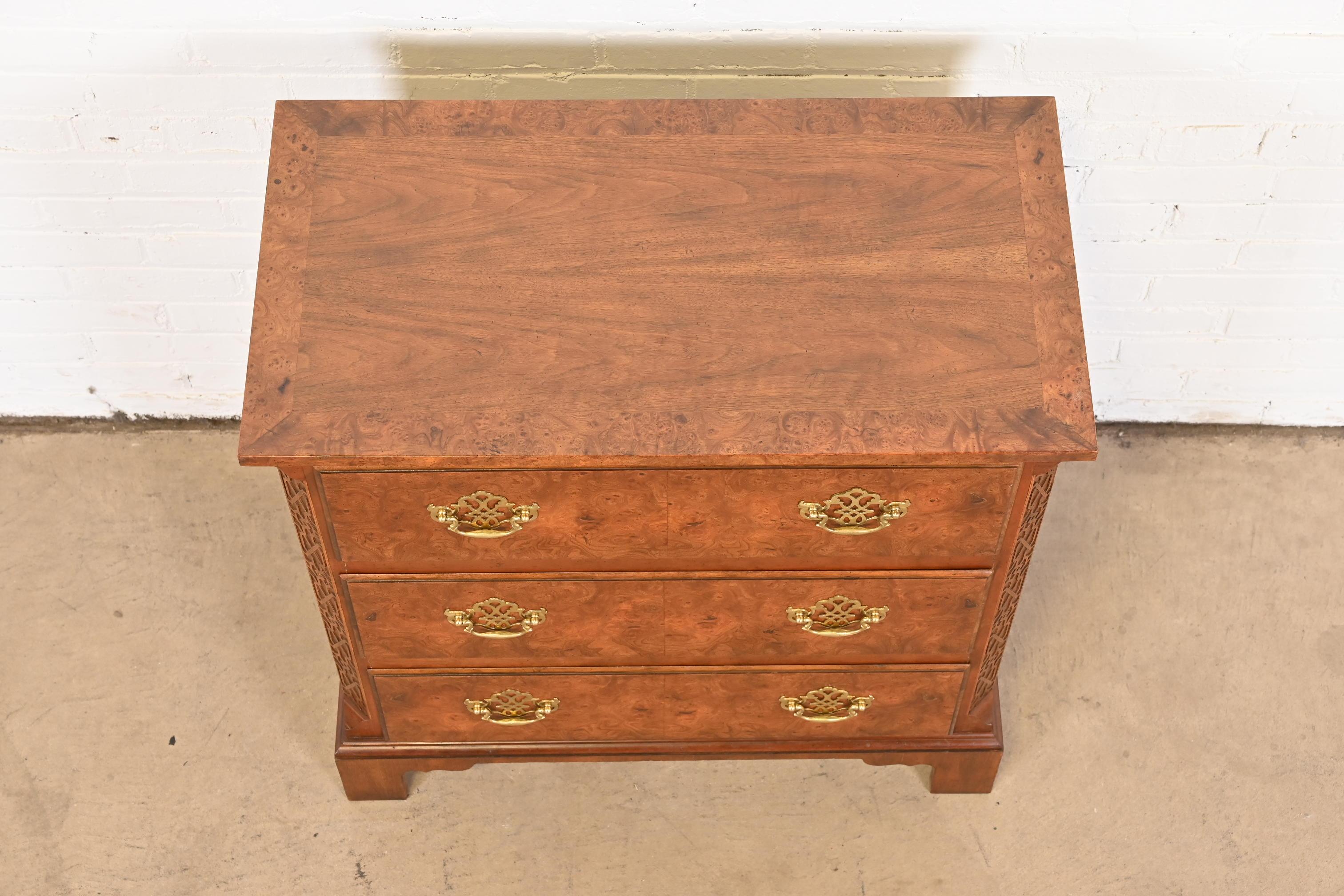 Baker Furniture Georgian Burled Walnut Bachelor Chest 8