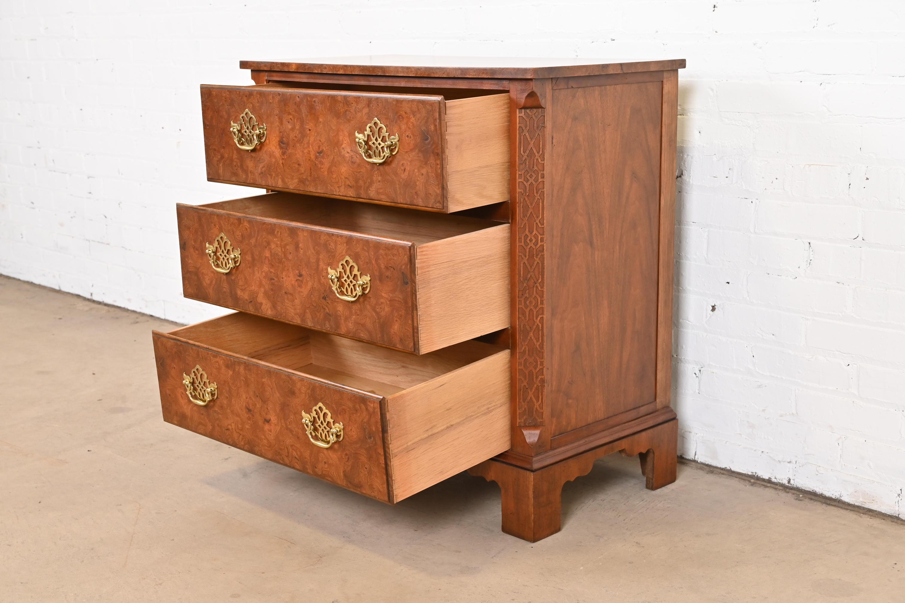 Baker Furniture Georgian Burled Walnut Bachelor Chest 2