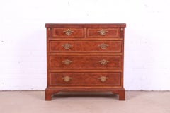 Baker Furniture Georgian Burled Walnut Flip Top Bachelor Chest