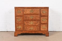 Baker Furniture Georgian Burled Walnut Flip Top Bachelor Chest