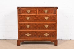 Baker Furniture Georgian Burled Walnut Flip Top Bachelor Chest, Newly Refinished