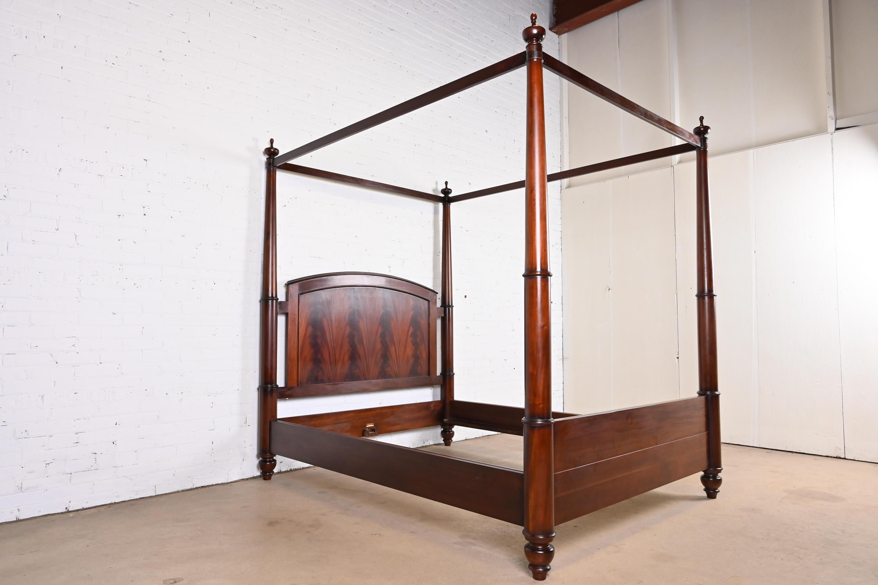 Baker Furniture Georgian Carved Flame Mahogany Four-Poster Queen Size Tester Bed 2