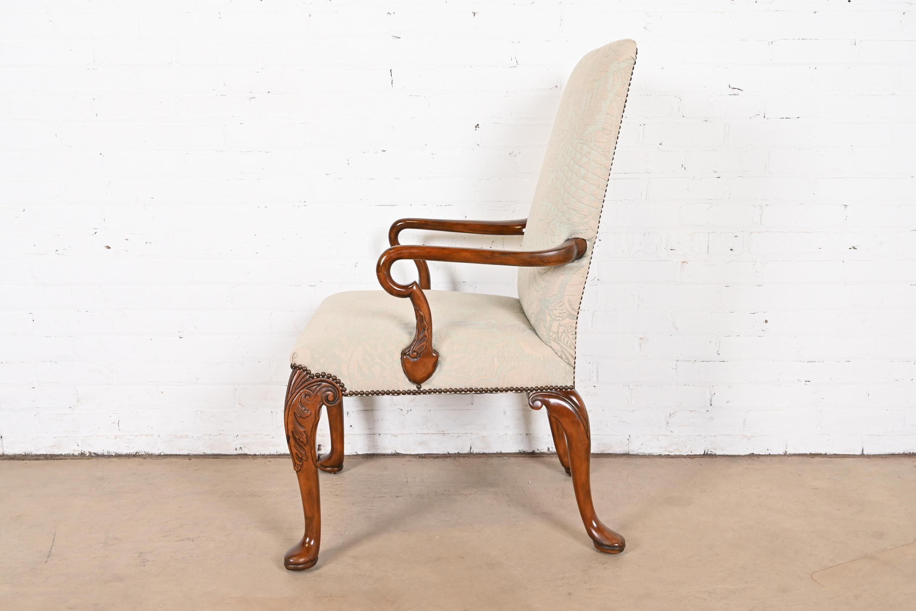 Baker Furniture Georgian Carved Mahogany Armchair For Sale 5
