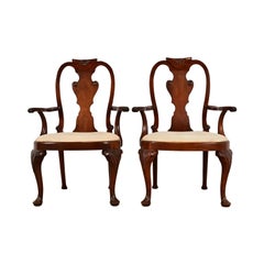 Baker Furniture Georgian Carved Mahogany Armchairs, Pair