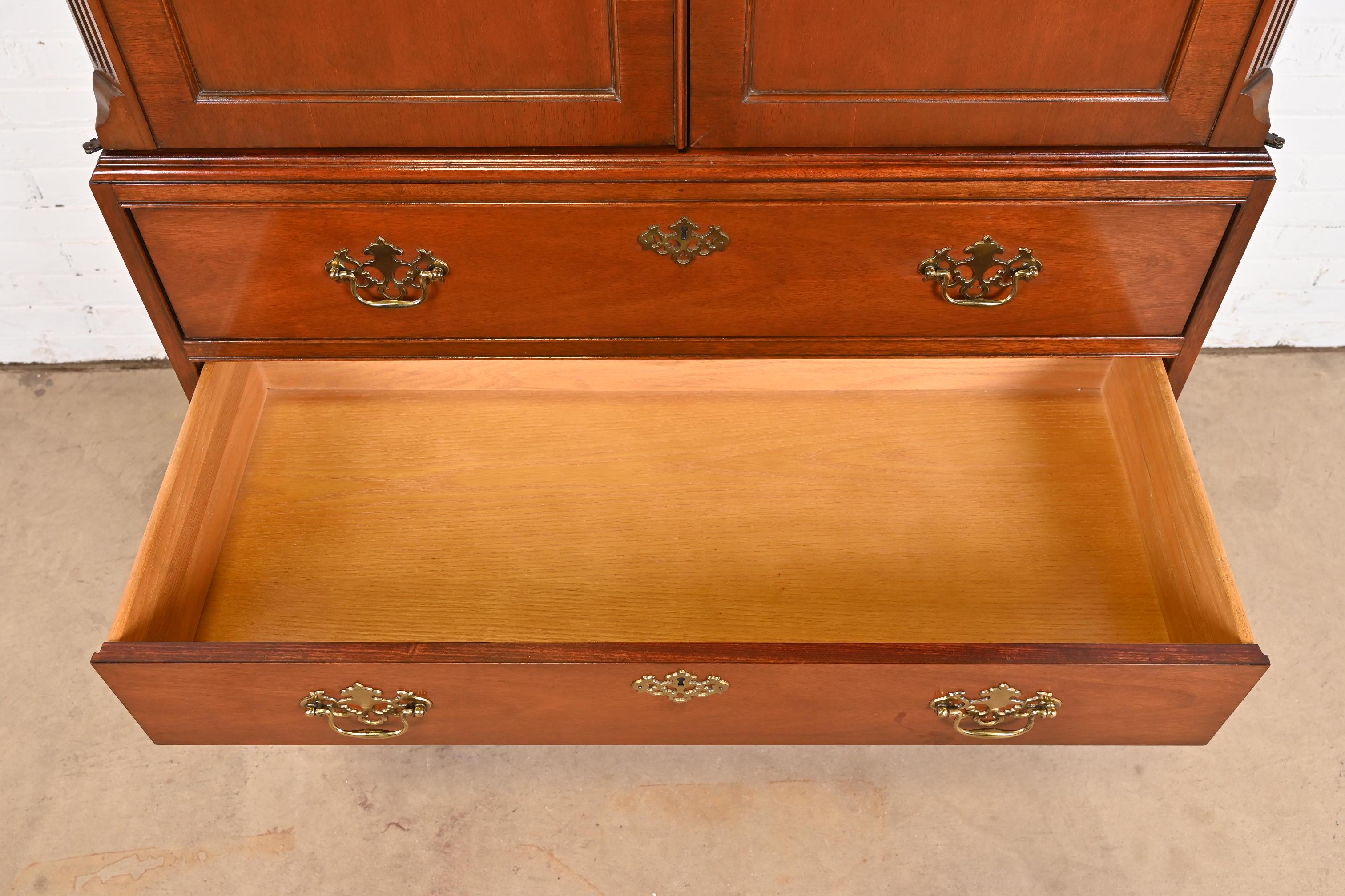 Baker Furniture Georgian Carved Mahogany Armoire Dresser 4