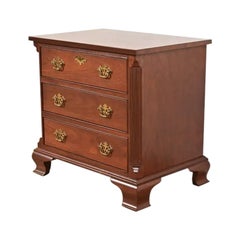 Baker Furniture Georgian Carved Mahogany Bedside Chest, Newly Refinished