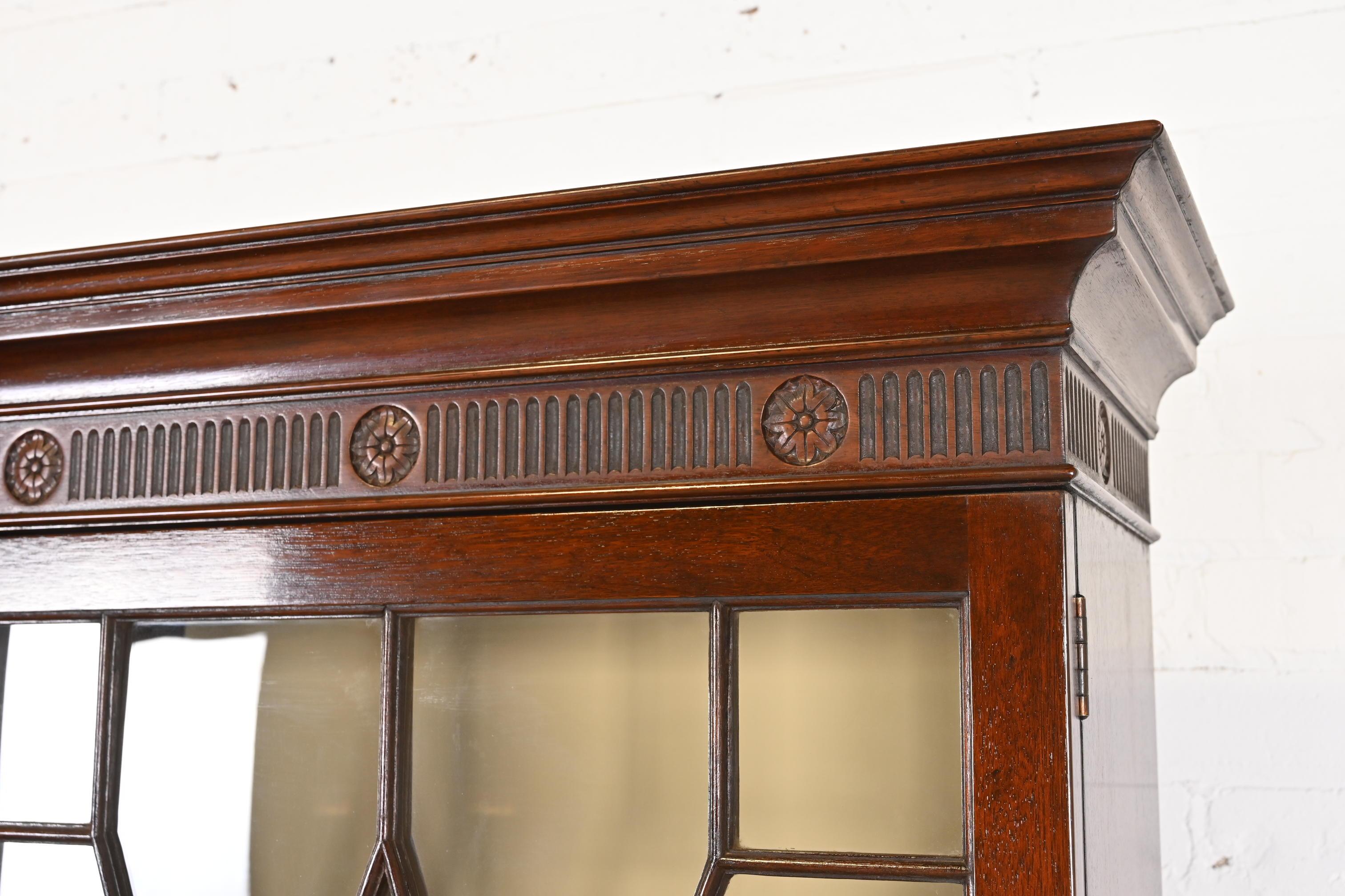 Baker Furniture Georgian Carved Mahogany Breakfront Bookcase Cabinet 1