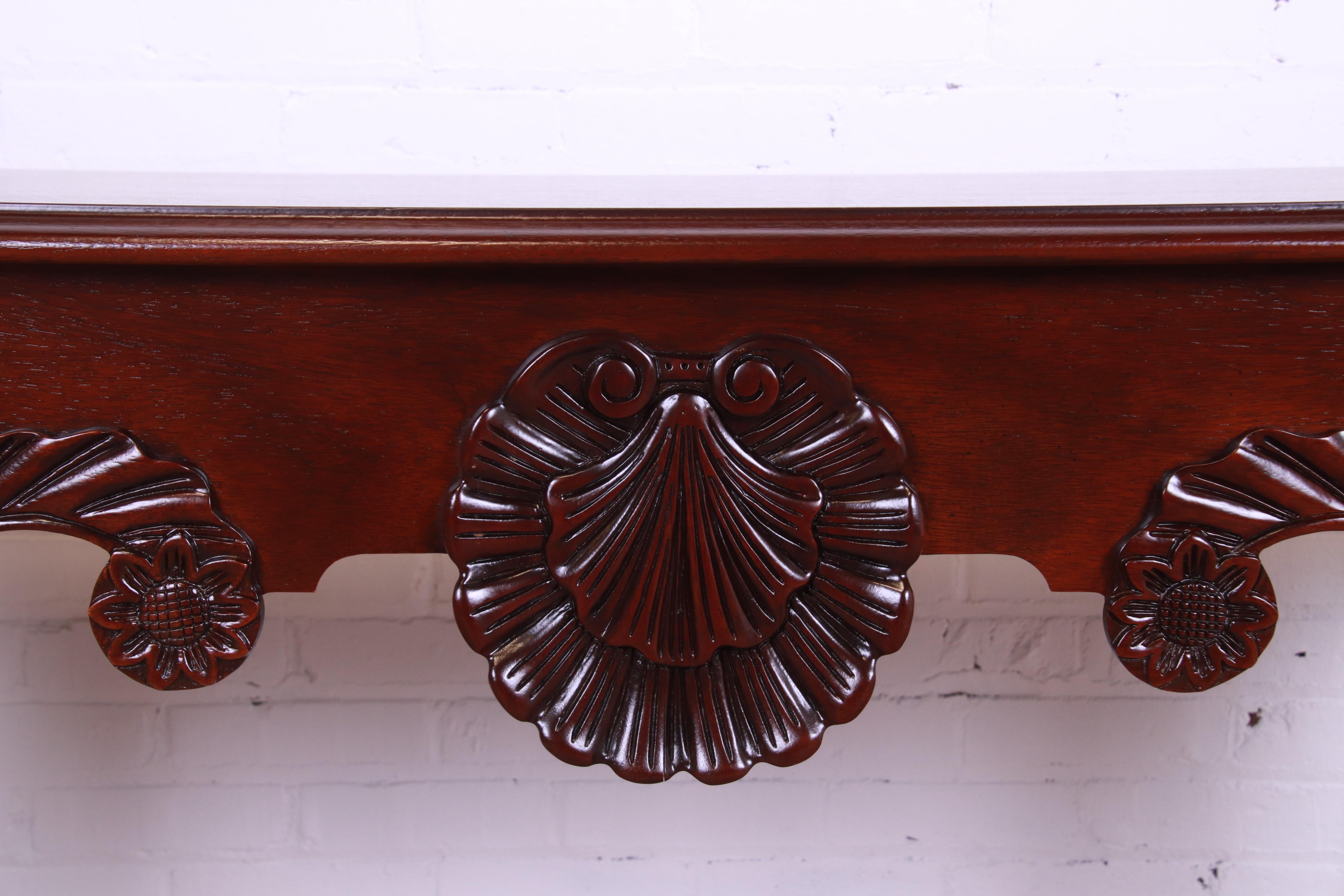 Baker Furniture Georgian Carved Mahogany Console or Sofa Table, Newly Refinished For Sale 5
