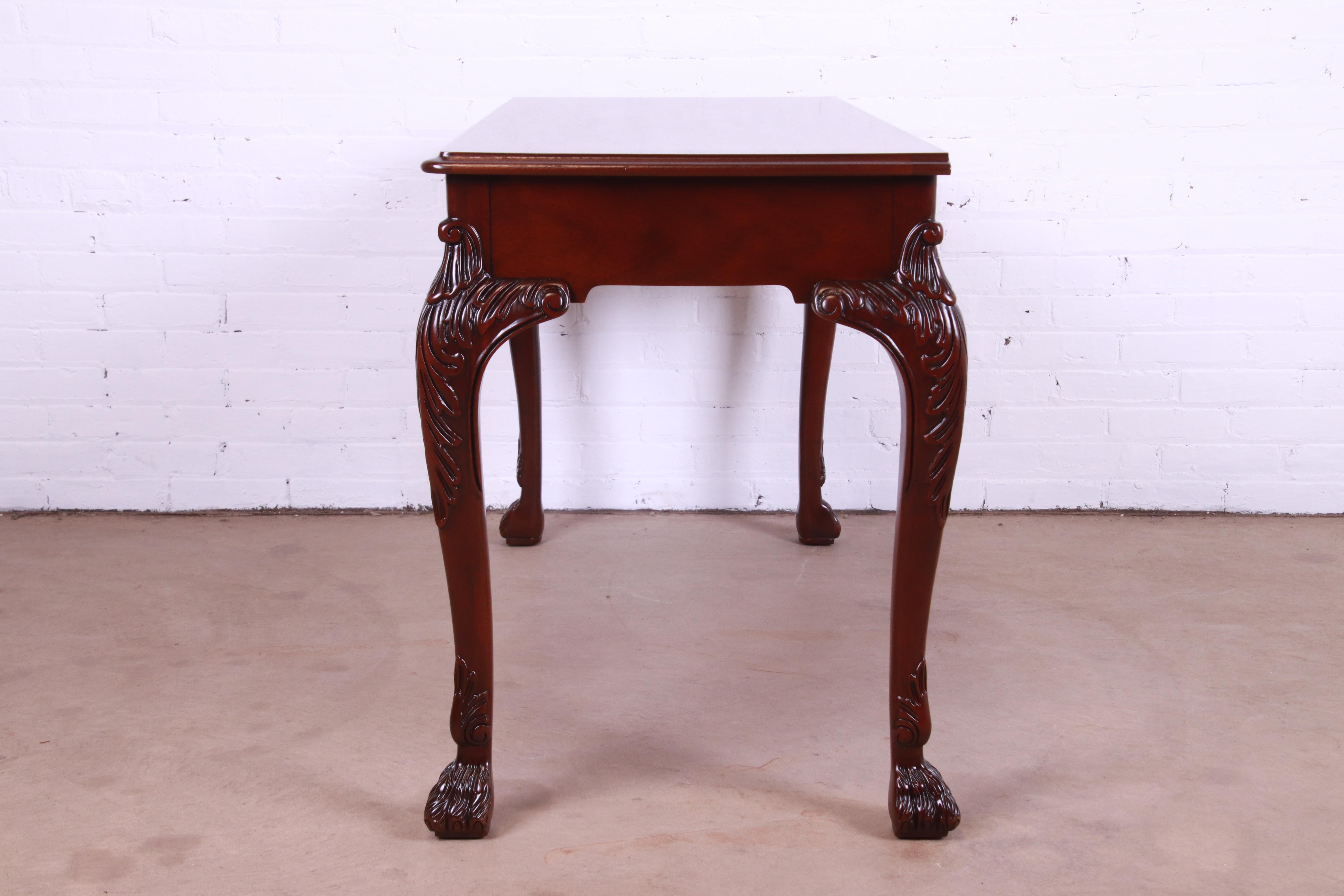 Baker Furniture Georgian Carved Mahogany Console or Sofa Table, Newly Refinished For Sale 6