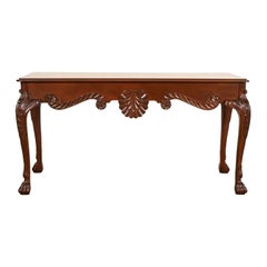 Baker Furniture Georgian Carved Mahogany Console or Sofa Table, Newly Refinished