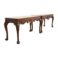Baker Furniture Georgian Carved Mahogany Consoles, Newly Refinished