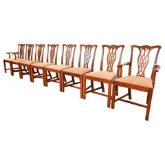 Baker Furniture Georgian Carved Mahogany Dining Chairs, Set of Eight