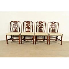 Baker Furniture Georgian Carved Mahogany Dining Chairs, Set of Four
