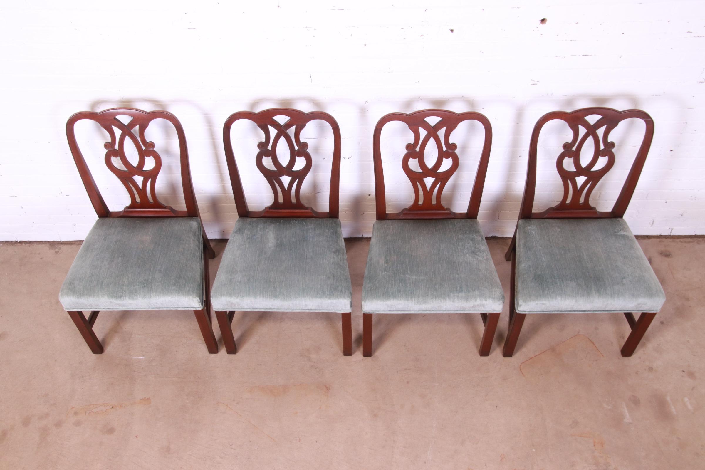 Baker Furniture Georgian Carved Mahogany Dining Chairs, Set of Four 1