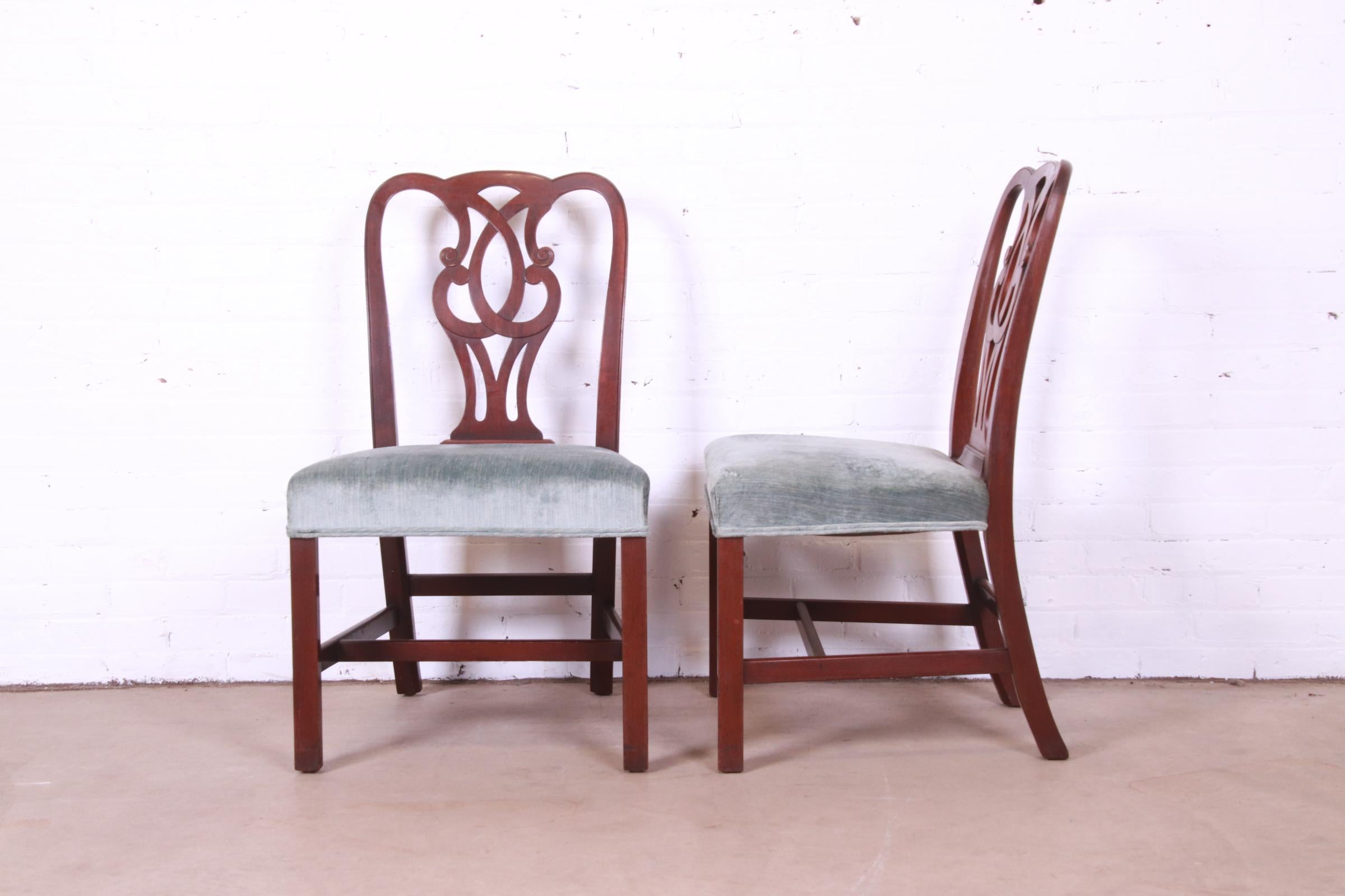 Baker Furniture Georgian Carved Mahogany Dining Chairs, Set of Four 2
