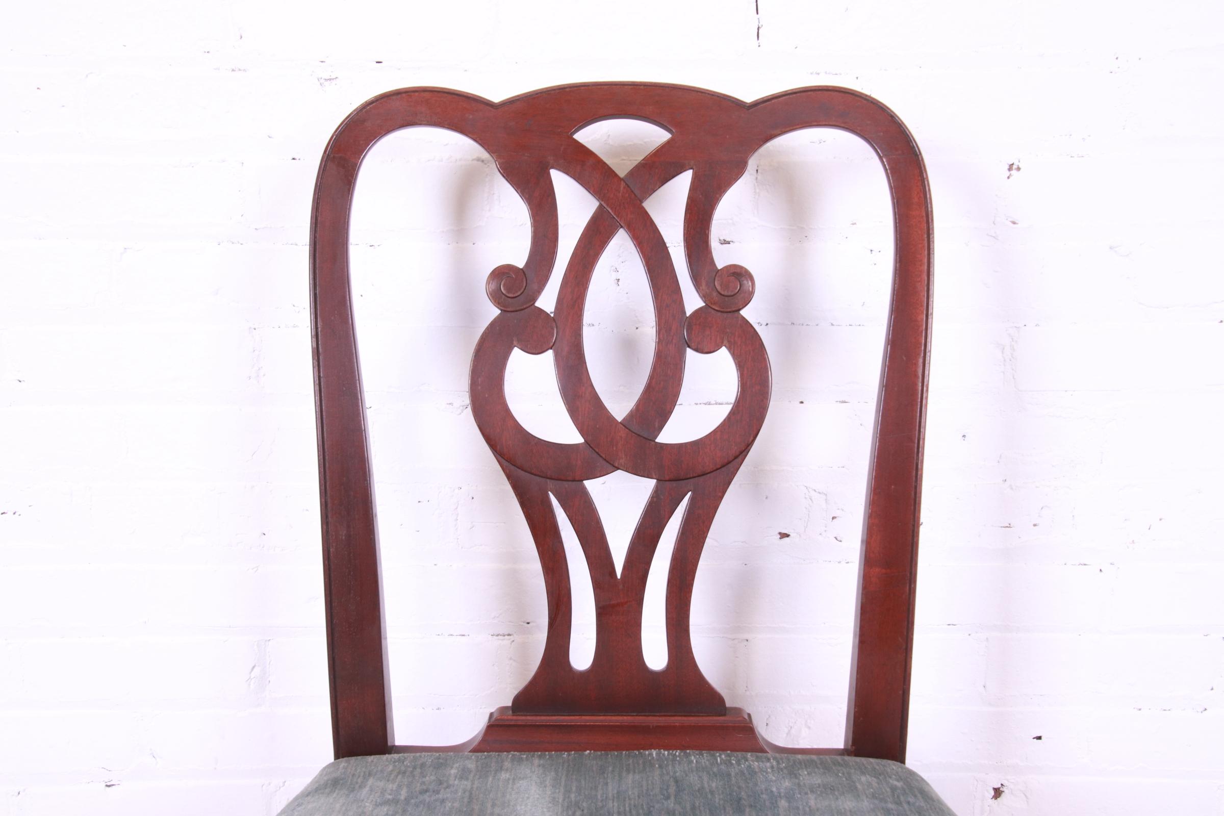 Baker Furniture Georgian Carved Mahogany Dining Chairs, Set of Four 3