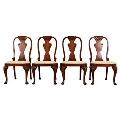 Baker Furniture Georgian Carved Mahogany Dining Chairs, Set of Four