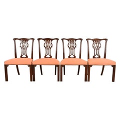 Baker Furniture Georgian Carved Mahogany Dining Chairs, Set of Four