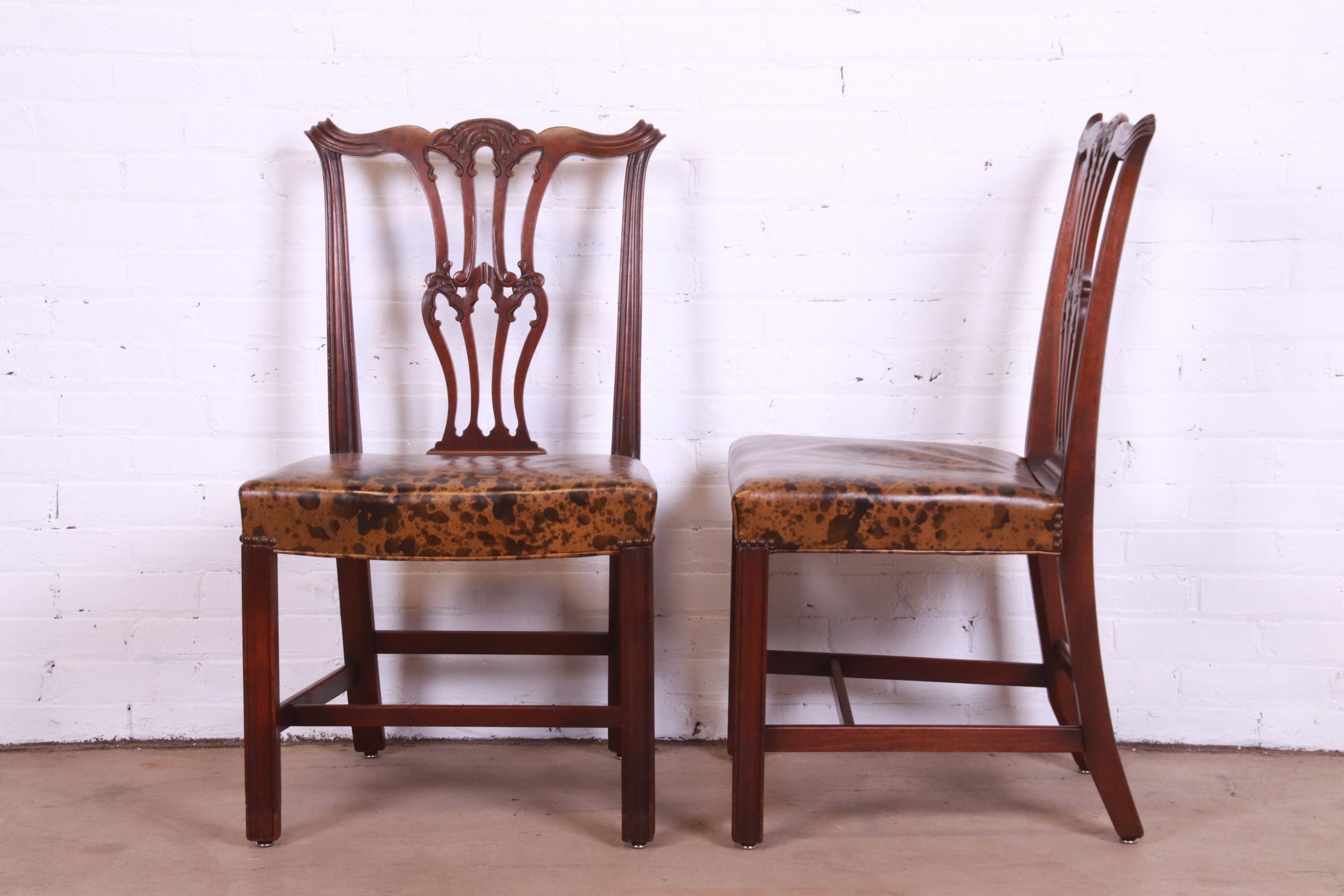 Baker Furniture Georgian Carved Mahogany Dining Chairs, Set of Six 4