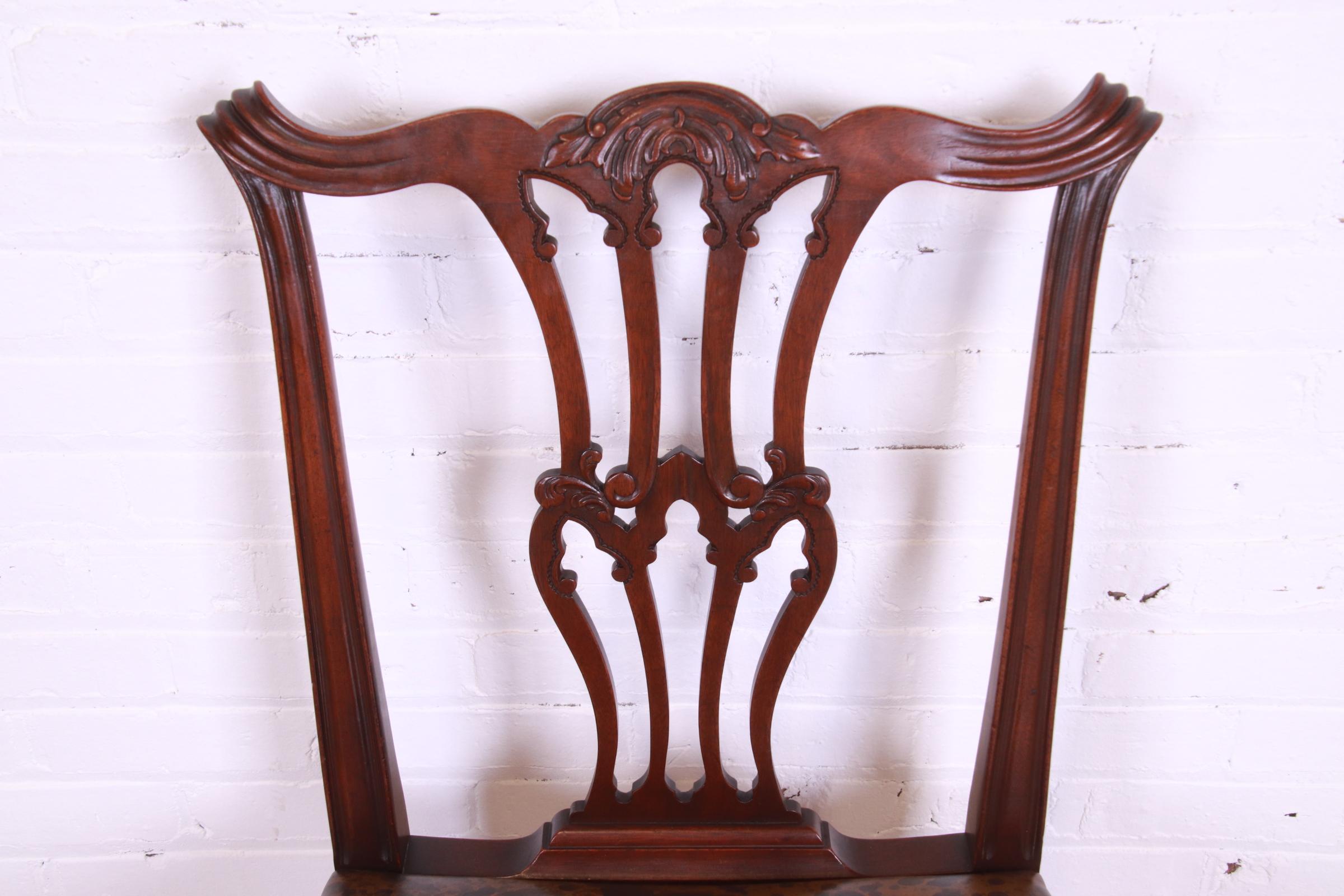 Baker Furniture Georgian Carved Mahogany Dining Chairs, Set of Six 5