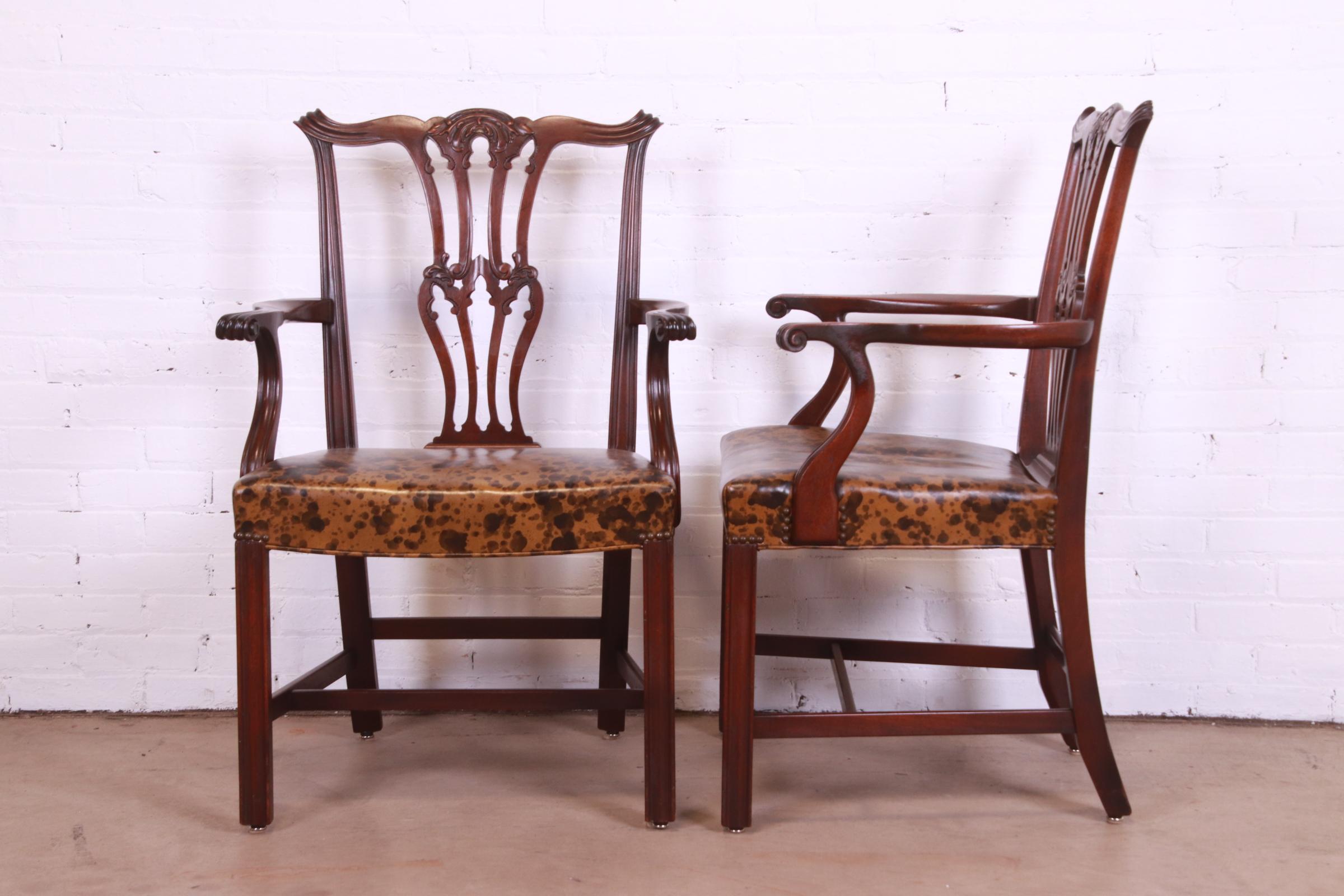 Baker Furniture Georgian Carved Mahogany Dining Chairs, Set of Six 7