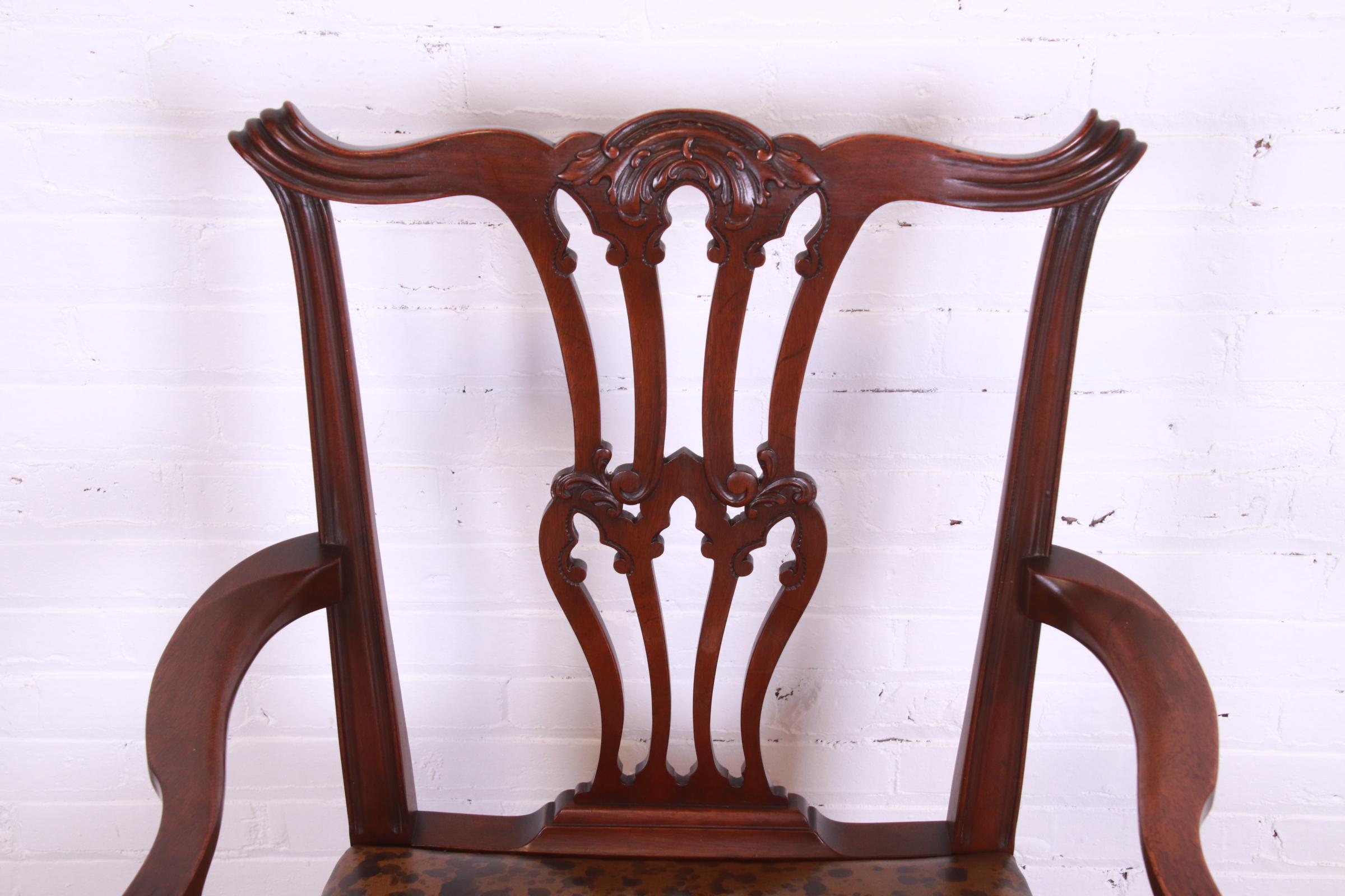 Baker Furniture Georgian Carved Mahogany Dining Chairs, Set of Six 8