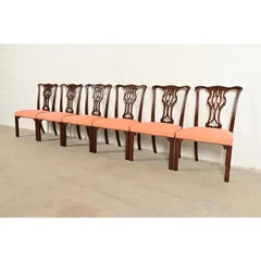 Baker Furniture Georgian Carved Mahogany Dining Chairs, Set of Six