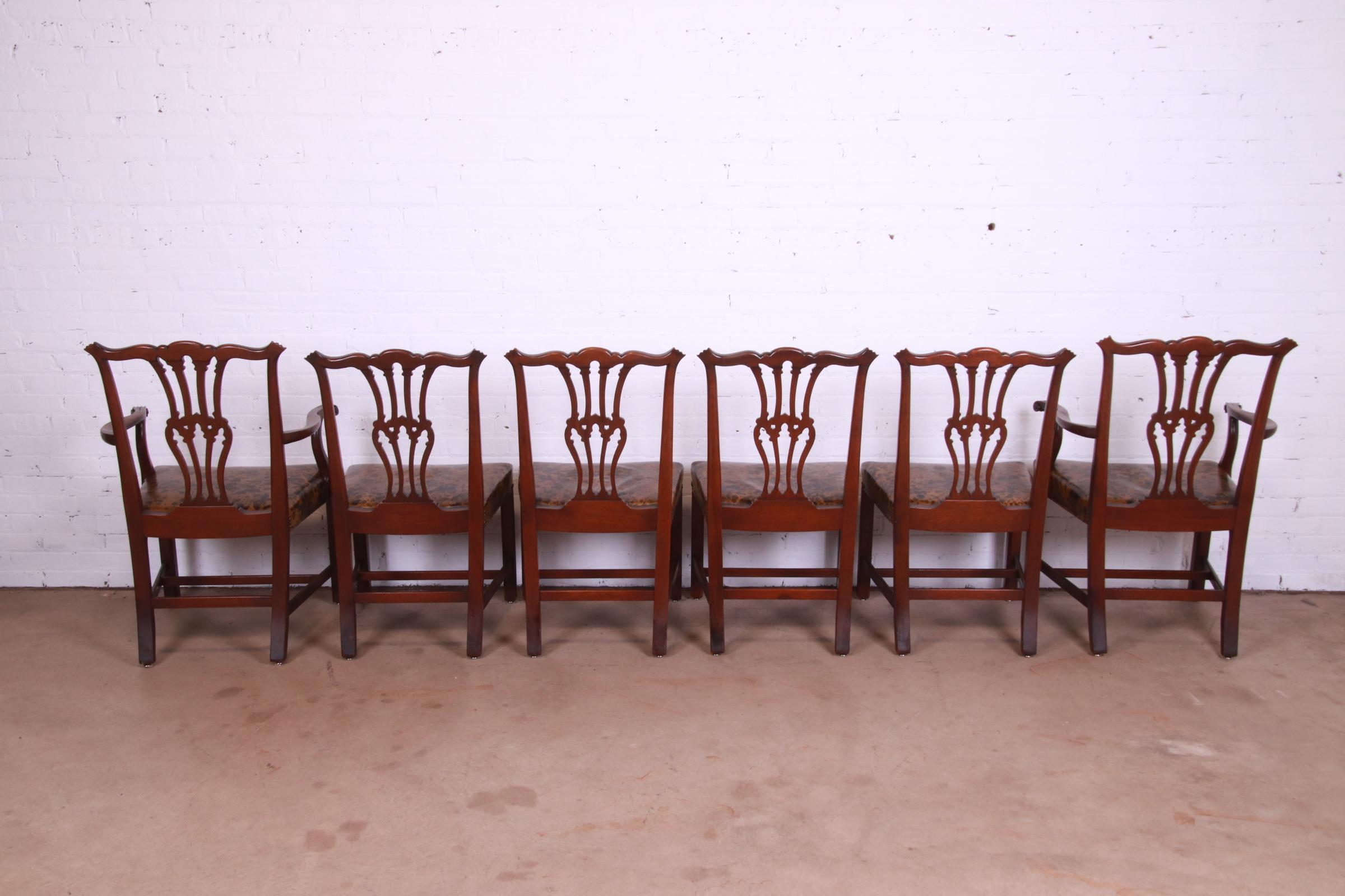 Baker Furniture Georgian Carved Mahogany Dining Chairs, Set of Six 3
