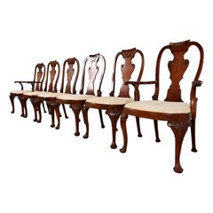 Baker Furniture Georgian Carved Mahogany Dining Chairs, Set of Six