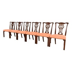 Baker Furniture Georgian Carved Mahogany Dining Chairs, Set of Six