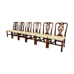 Baker Furniture Georgian Carved Mahogany Dining Chairs, Set of Six