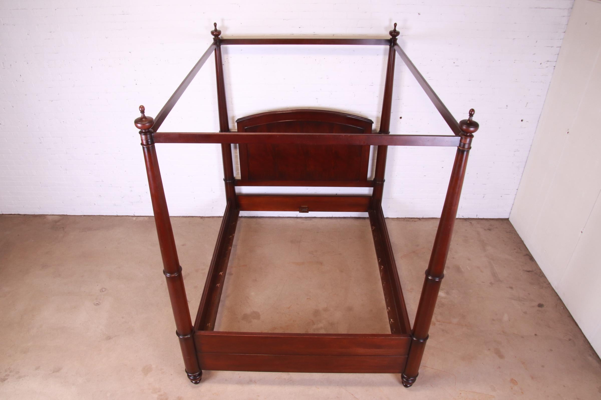 Baker Furniture Georgian Carved Mahogany Four-Poster Queen Size Tester Bed 5