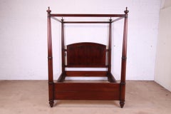 Baker Furniture Georgian Carved Mahogany Four-Poster Queen Size Tester Bed