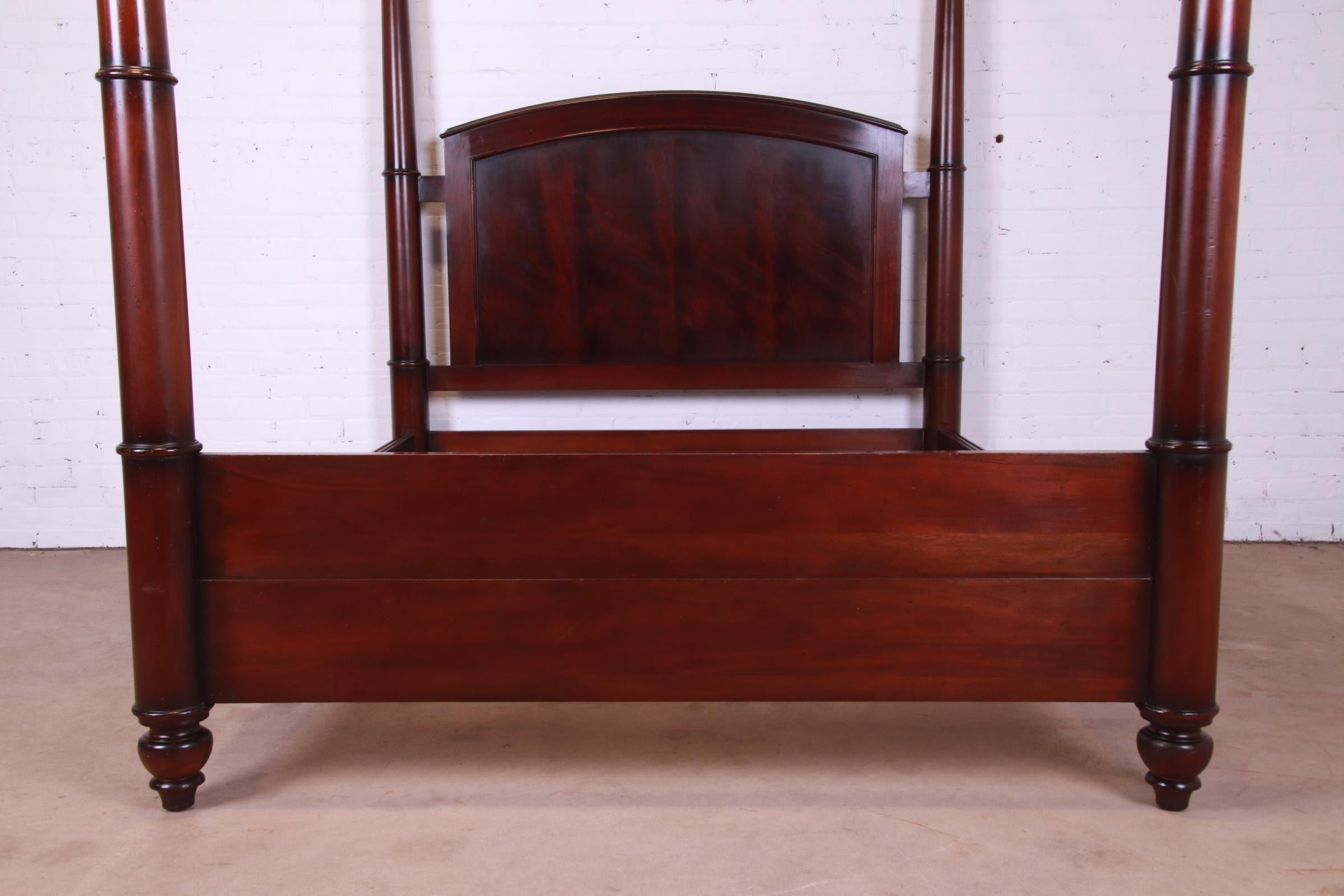 20th Century Baker Furniture Georgian Carved Mahogany Four-Poster Queen Size Tester Bed