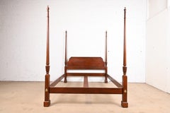 Baker Furniture Georgian Carved Mahogany Queen Size Poster Bed