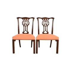 Baker Furniture Georgian Carved Mahogany Side Chairs or Dining Chairs, Pair